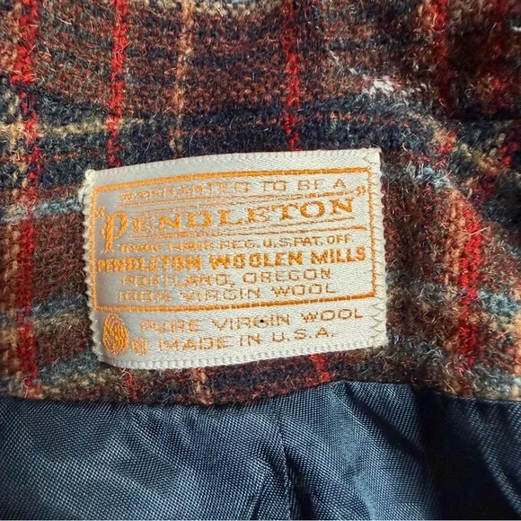 Vintage 70’s Pendleton Plaid Virgin Wool Blazer Size 12 - Picture 5 of 6